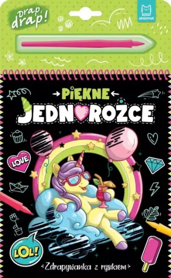 Libër kreativ për gërvishtje Beautiful Unicorns, me stilus, për fëmijë