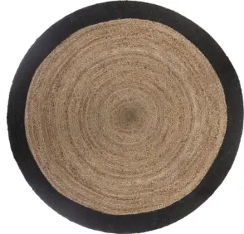 Tapet rrumbullak Atmosphera Round, juta, 120 cm, bezhë me kornizë të zezë