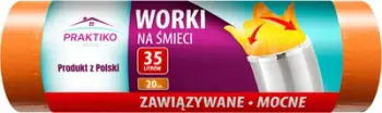 Qese plehrash Praktiko, 35L, me lidhëse, portokalli