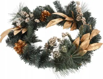Kurorë Krishtlindjesh Christmas Wreath, 45cm, dekor me detaje të arta, e gjelbër