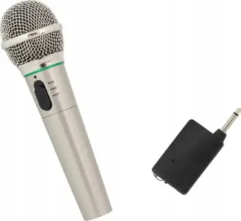 Set mikrofona pa tel karaoke, 2x mikrofon, rreze 8m, argjend