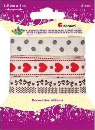 Set shirita dekorativë Titanum Grosgrain, 15 mm x 1 m, shumëngjyrëshe