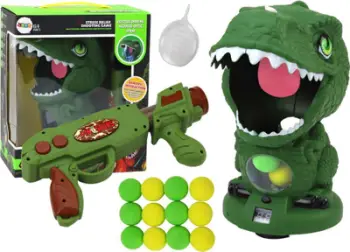 Loja shkathtësi Lean Toys Dinosaur Shooting, me armë dhe toptha, jeshile