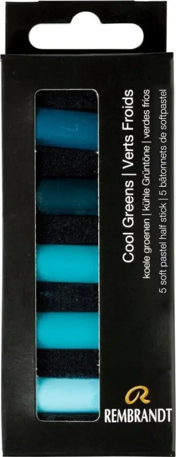 Set pastelësh të butë Rembrandt Soft Pastels Cool Greens, 5 copa