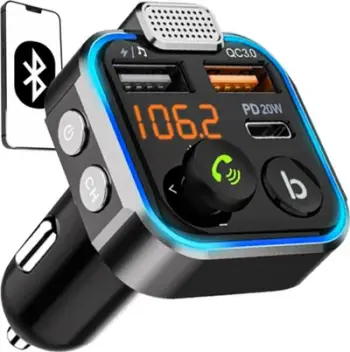 Transmetues Bluetooth për makinë XtrobB QC3.0, PD 20W, i zi