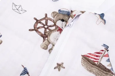 Thes gjumi me këmbë PULP Bamboo Sailor Bear, muslin 100% pambuk, 1.75 TOG, bezhë - 1