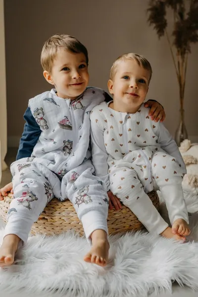 Thes gjumi me këmbë PULP Bamboo Sailor Bear, muslin 100% pambuk, 1.75 TOG, bezhë - 3