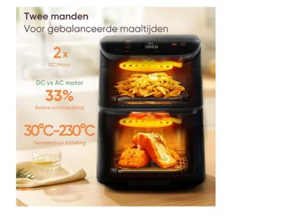 Fritezë ajrore Cosori Turbo Tower, 10.8L, 7 programe gatimi, e zezë - 4