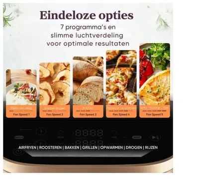 Fritezë ajrore Cosori Turbo Tower, 10.8L, 7 programe gatimi, e zezë - 5