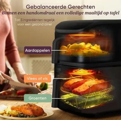 Fritezë ajrore Cosori Turbo Tower, 10.8L, 7 programe gatimi, e zezë - 6