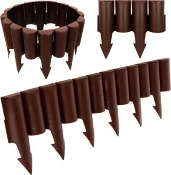 Gardh dekorativ kopshti pa markë, set 10 copë, 250 cm, kafe