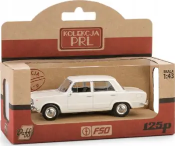 Model makine PRL Collection Fiat 125p Daffi, shkalla 1:43, metalik, i bardhë