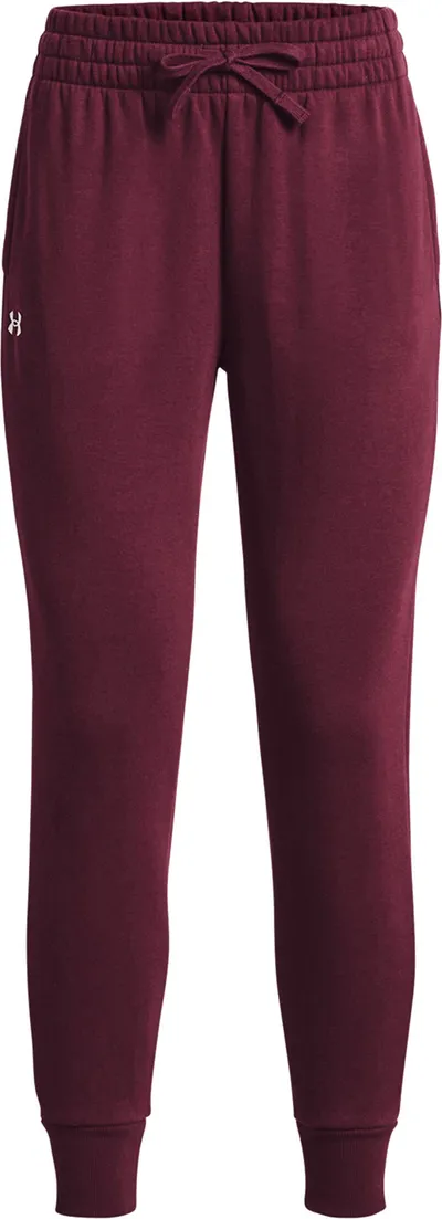 Pantallona trening Under Armour Rival Fleece për femra, pambuk, Dark Maroon e bardhë - 1