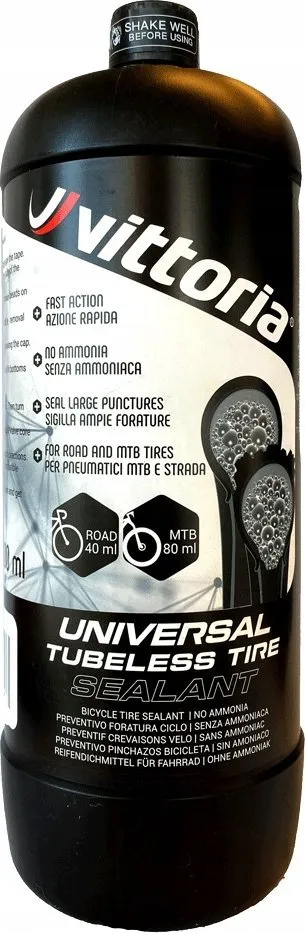 Lëng vulosës gome Vittoria Universal Tubeless Tire Sealant, 1000ml, pa amoniak, i zi - 2