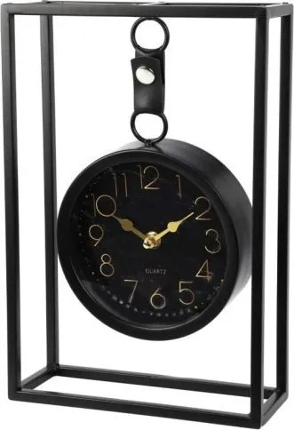 Orë tavoline dekorative Black Metal Table Clock, metal, e zezë - 1