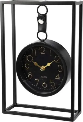 Orë tavoline dekorative Black Metal Table Clock, metal, e zezë