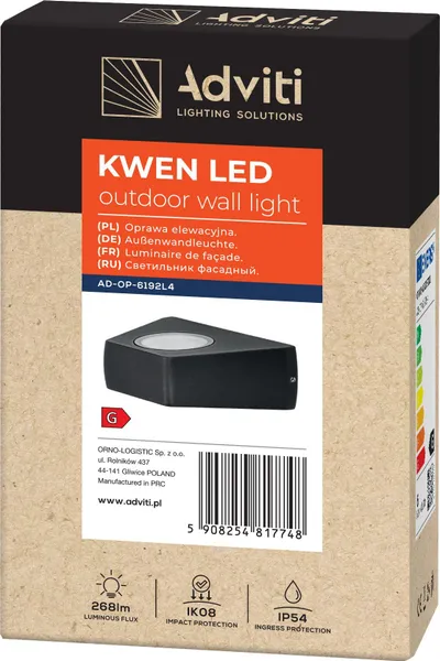 Llambë muri LED për fasadë, 6W, IP54, dritë e bardhë neutrale, e zezë - 3