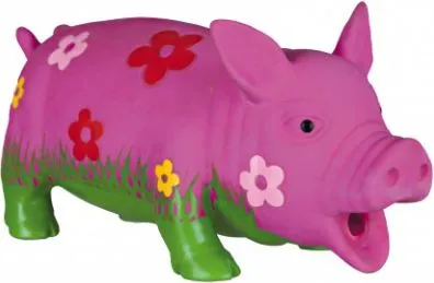 Lodër për qen Trixie Pig in Flowers, latex, 20 cm, me zë natyral - 1