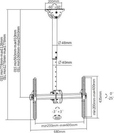 Mbajtëse për Televizor Techly ICA-CPLB 946S, 37 '' - 70 '' - 1