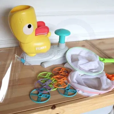 Lodër frisbi Woopie Disc Launcher, set me disqe dhe rrjeta, e verdhë - 2