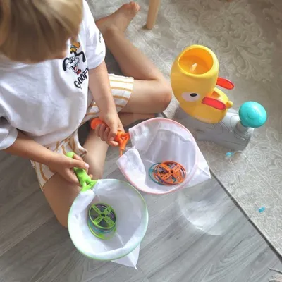 Lodër frisbi Woopie Disc Launcher, set me disqe dhe rrjeta, e verdhë - 5