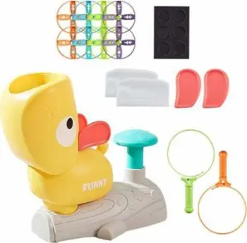 Lodër frisbi Woopie Disc Launcher, set me disqe dhe rrjeta, e verdhë