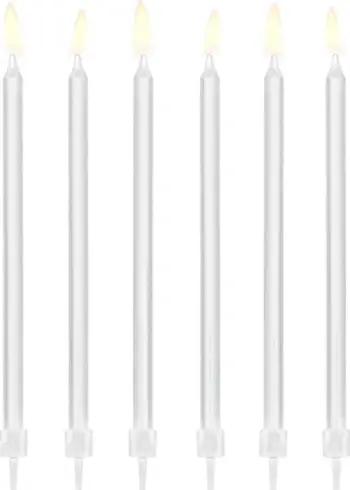 Kandila për tortë Birthday Candles, 14cm, 12 copë, të bardhë