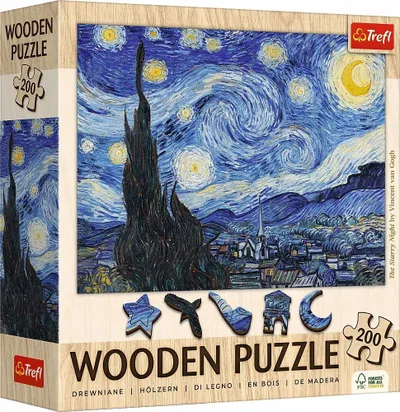 Puzzle druri Trefl Wood Craft, 200 pjesë, The Starry Night - 1