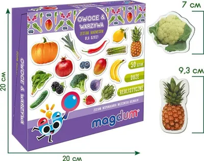 Set magnetësh edukativ Fruits and Vegetables, 50 copë, shumengjyrësh - 5