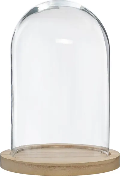 Kupë dekorative Atmosphera Glass and Wood Bell Jar, 26cm, transparente - 1