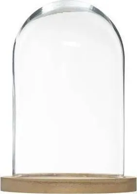 Kupë dekorative Atmosphera Glass and Wood Bell Jar, 26cm, transparente - 3