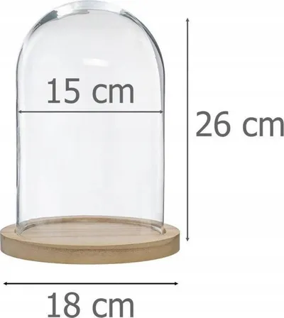 Kupë dekorative Atmosphera Glass and Wood Bell Jar, 26cm, transparente - 4