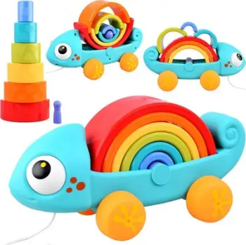 Puzzle Montessori për fëmijë Rainbow Chameleon ZA4532, dru, 18m+