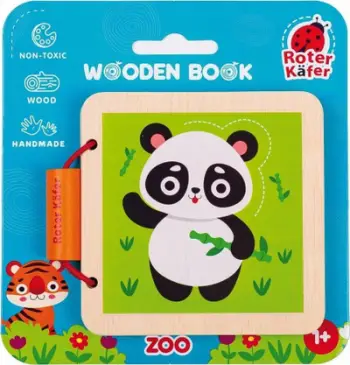 Libër druri edukativ Roter Käfer Wooden Book Zoo, për fëmijë 1+, shumëngjyrësh