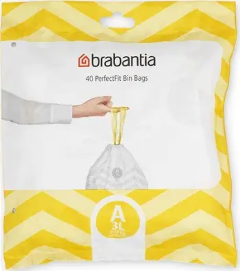 Qese mbeturinash Brabantia PerfectFit A, 3L, 40 copë, të bardha