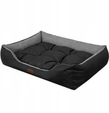 Shtrat për qen Puffy R3, 92x73 cm, dyshek i lëvizshëm, gri grafit me të zezë