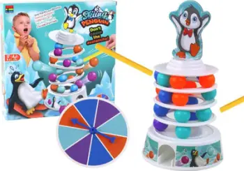 Lojë shkathtësie Leantoys Penguin Slide, me rrotë rrotulluese, për fëmijë 4+, shumëngjyrëshe