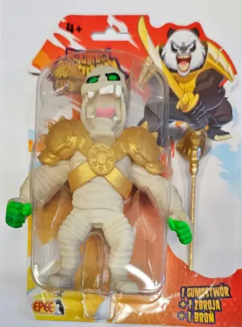 Figurë lodër Epee Rubber Monsters Warriors Mummy, gome elastike, me shkop kobre të artë, shumëngjyrëshe