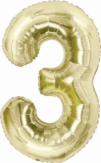 Balonë folje B&amp;C Champagne, numri 3, 85cm, ngjyra champagne