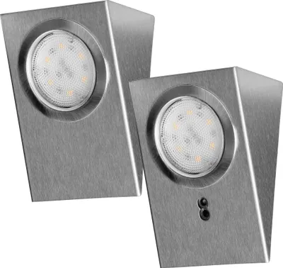 Ndriçues LED nën dollap me sensor lëvizjeje, set 2 copë, 4000K, inox - 1