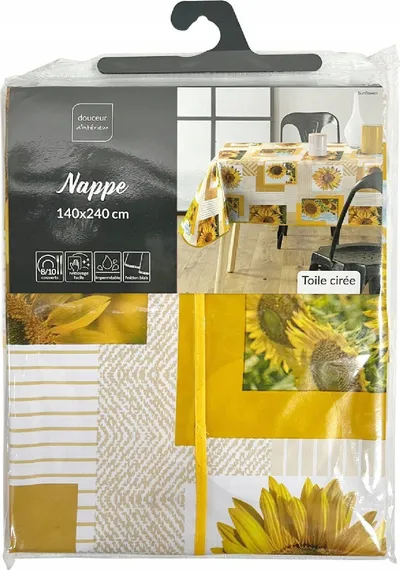Mbulesë tryeze katrore Rectangular Oilcloth Tablecloth, 140x240 cm, motiv luledielli, e verdhë - 1