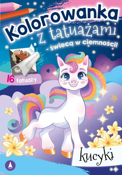 Libër ngjyrosës me tatuazhe Ponies, për fëmijë, me tatuazhe që shkëlqejnë - 1