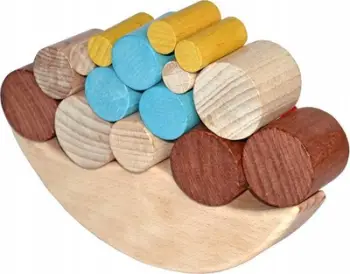 Lojë balancimi TEDDIES Moon, druri natyral, 16 copë, shumëngjyrëshe