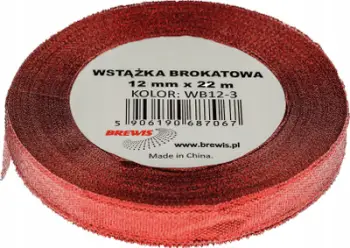 Shirit ngjitës dekorativ Brewis Glitter Ribbon, 12mm, me shkëlqim, i kuq