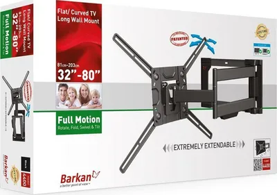Mbajtës muri për TV Barkan 4400, 32"-80", i anshëm dhe rrotullues, i zi - 3
