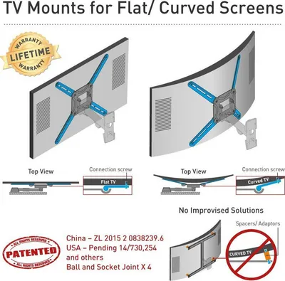Mbajtës muri për TV Barkan 4400, 32"-80", i anshëm dhe rrotullues, i zi - 7