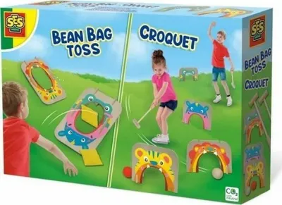 Set lojërash kroket dhe bean bag toss, poliestër dhe plastikë, shumëngjyrësh - 1