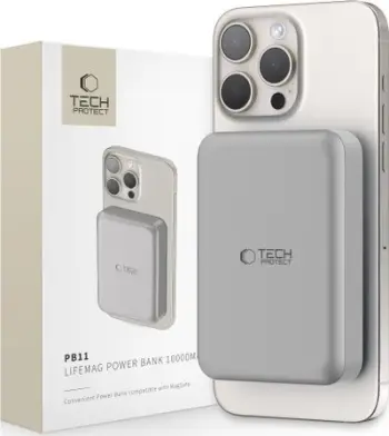 Karikues portativ Tech-Protect PB11 LifeMag, 10000mAh, MagSafe, titanium