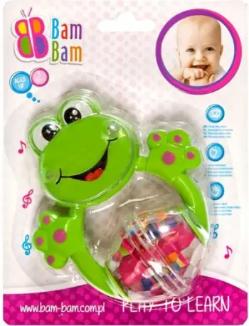 Lodër tringëlluese Bam Bam Frog, foshnje 3m+, jeshile