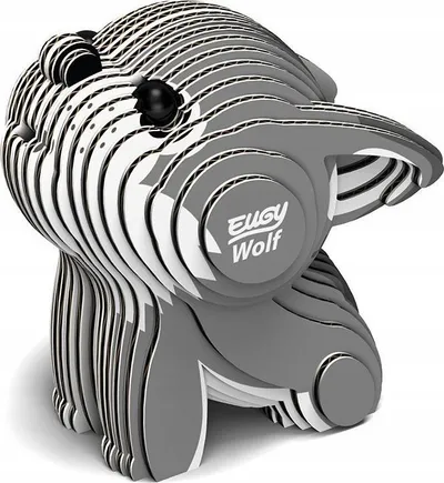 Puzzle 3D Safari Ltd EUGY Wolf, lodër edukative, prej materiali biodegradueshëm, shumëngjyrësh - 1